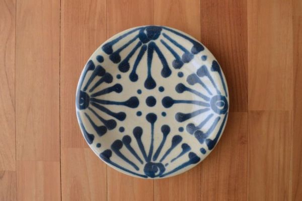 ７寸皿　コバルト唐草/ノモ陶器製作所