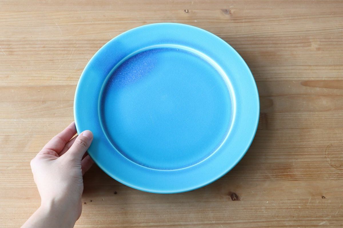 山田義力 大皿 しのぎ緑釉 34cm 琉球織部 やちむん 沖縄 器 個展購入