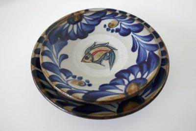 春のコレクション 5寸皿 ＜Online＞ ゆいまーる沖縄 | 秀陶房 コバルト唐草魚紋 工芸品