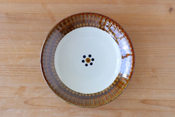 七寸皿(花ぐ―飴）/陶眞窯