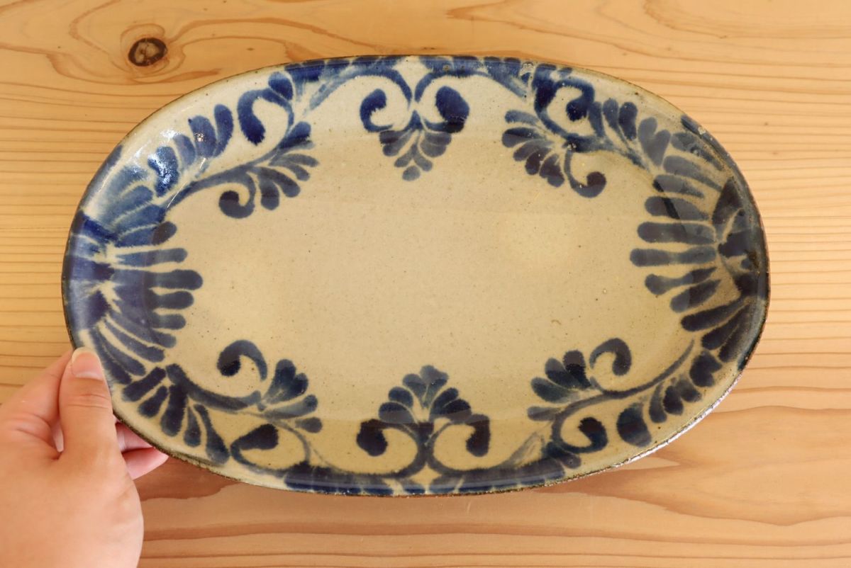 緒締め玉　楕円形　小判　銀製　骨董　胴乱　印籠 　R1455 一点もの】楕円プレート大 照屋窯 照屋佳信 | ゆいまーる沖縄 ＜Online＞