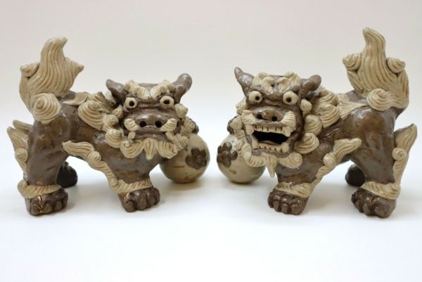 ◆手捻りシーサー　33cm　名波均 作 ❈魔除け、守り神、置物 000000000518-01-s.jpg?t=
