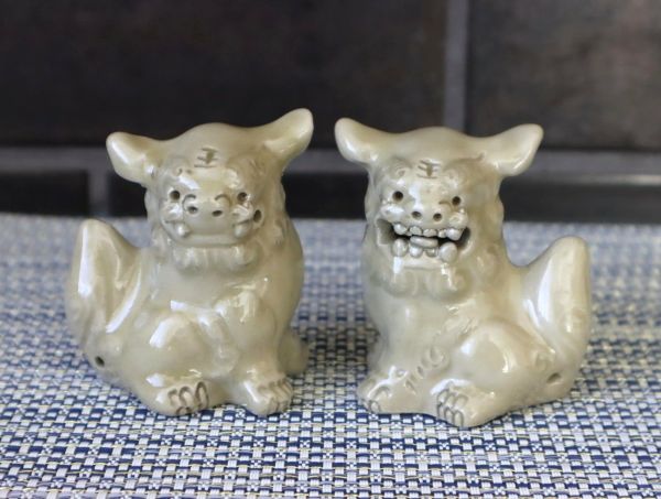 ミニミニシーサーペア 緑 / 置物 / 育陶園 | ゆいまーる沖縄 ＜Online＞